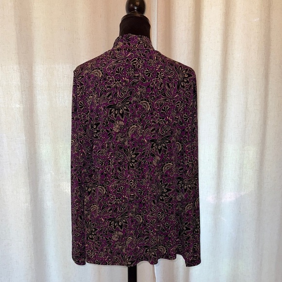 2/$20 Susan Graver XL Blouse – Purple Paisley Print, Long Sleeve, Lightweight - Picture 2 of 7